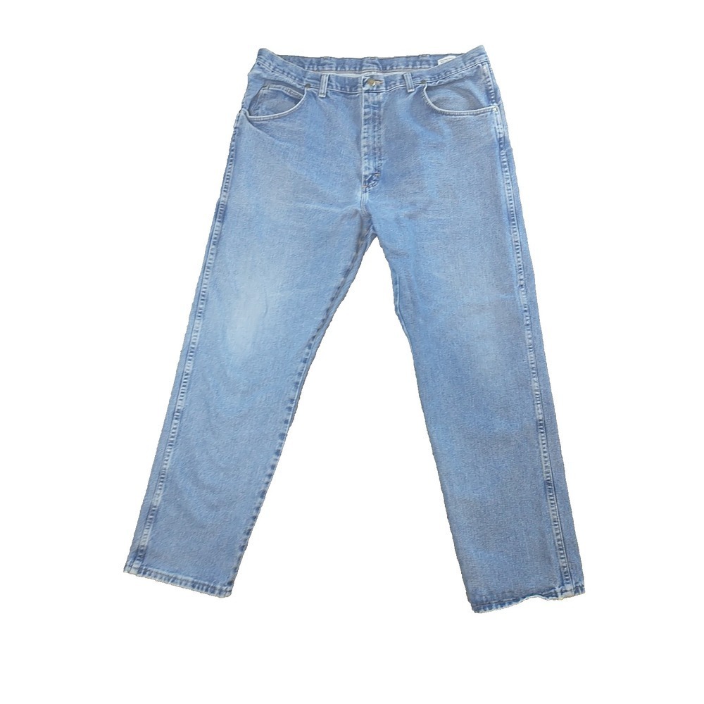 Wrangler Rugged Wear Mens Light Wash Straight Leg Jeans 38x31 Blue Denim 35001AI